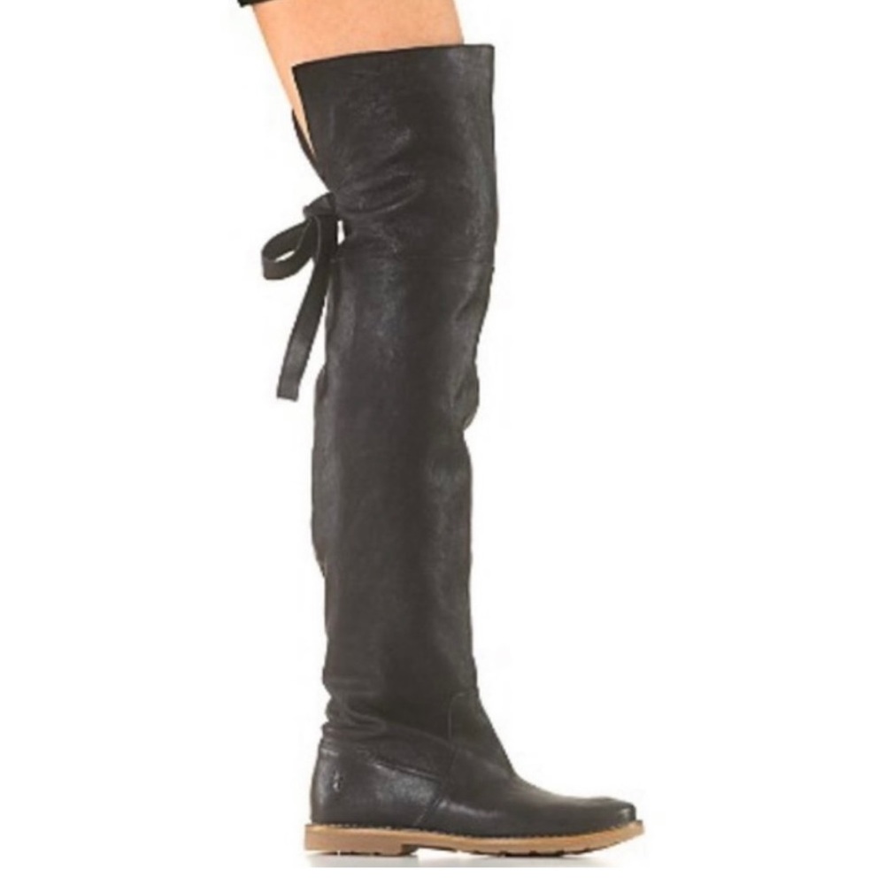 Frye Celia black leather over the knee boots